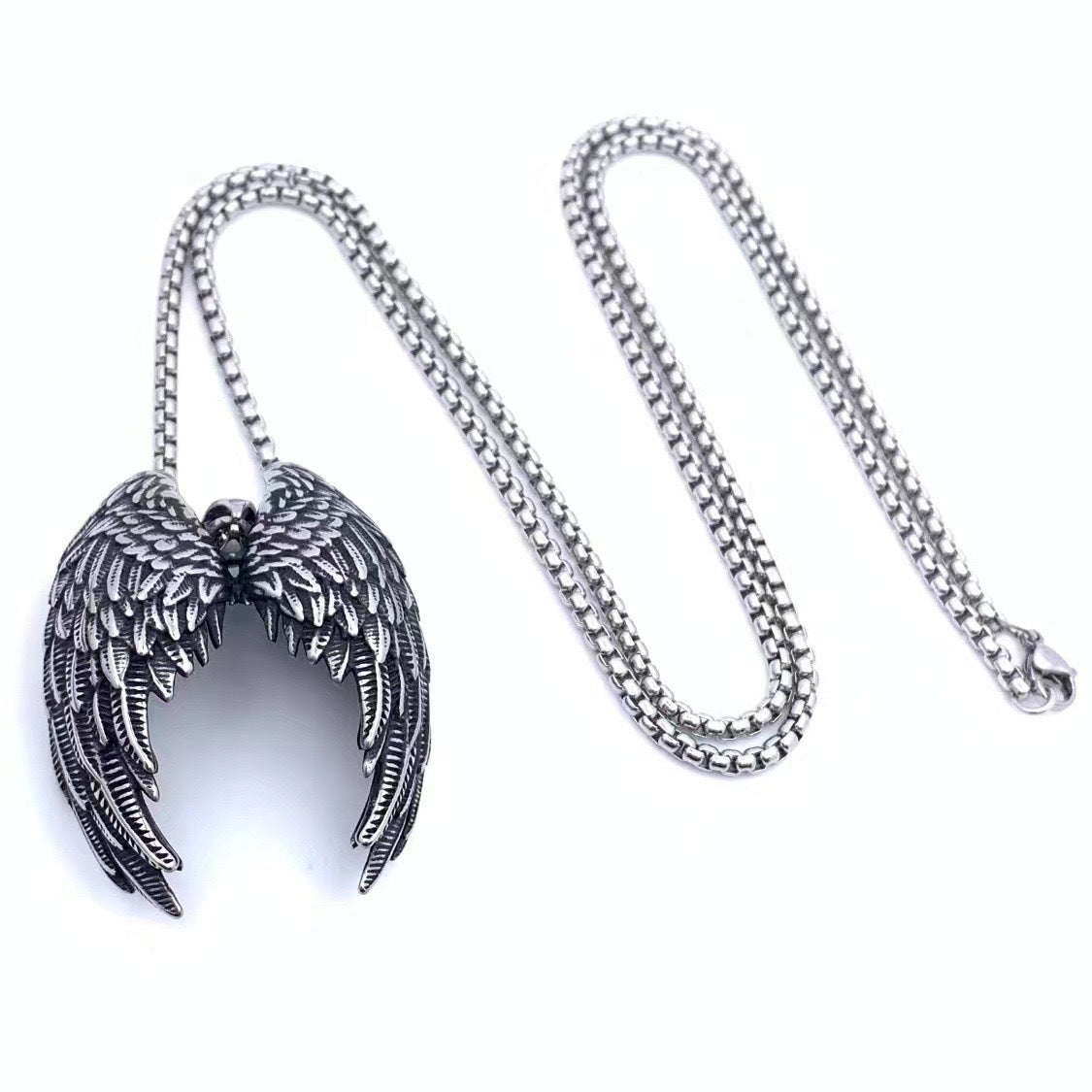 Planderful Durable Stainless Steel Angel Wing Pendant Unisex Necklace Everyday Genie Fashion