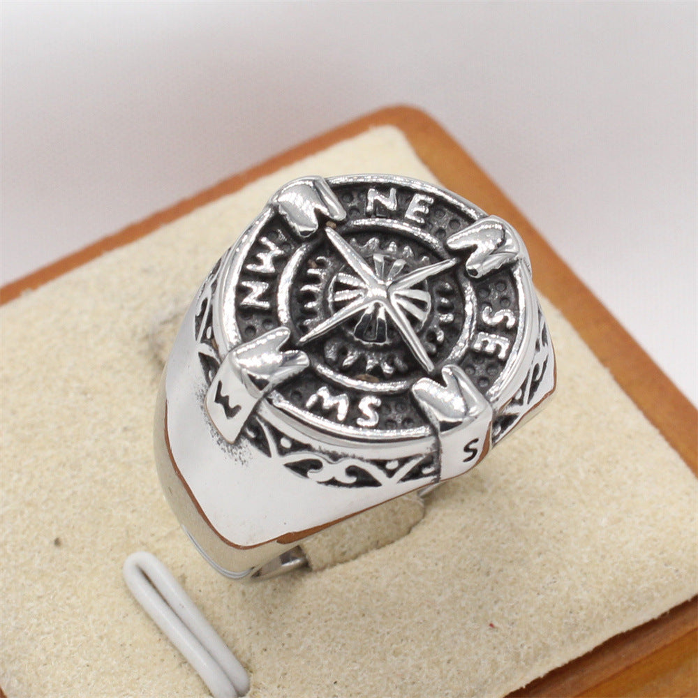 Planderful Compass Ring Titanium Steel for Men Unisex Durable Sailing Style Everyday Genie Collection