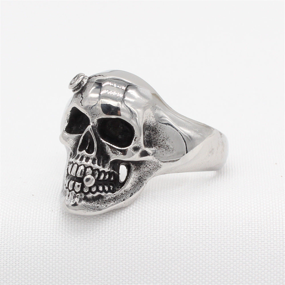 Planderful Everyday Genie – European and American Retro Cigarette Butt Skull Men's Titanium Steel Ring