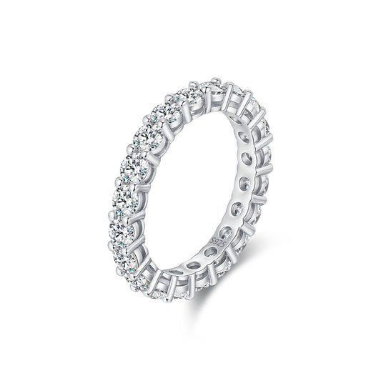 S925 Sterling Silver Round Moissanite Stacking Ring