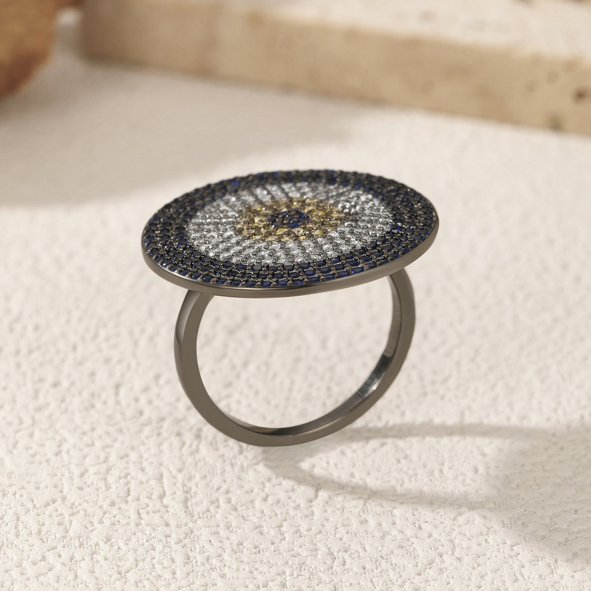 925 Sterling Silver Black and Gold Ring