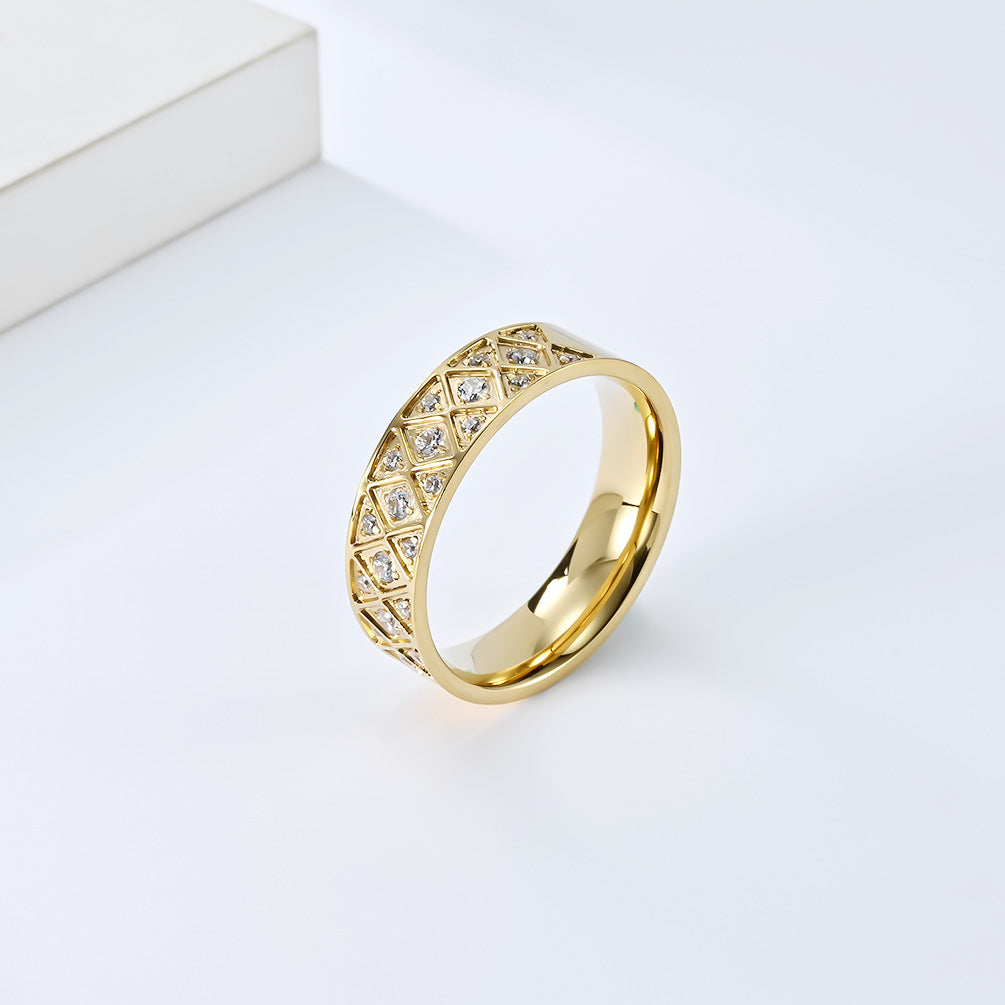 Cross-Border European and American Titanium Steel Zircon Ring