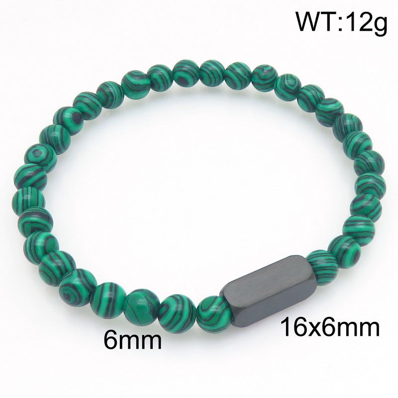 Stylish Stainless Steel Square Volcanic Stone Bracelet – Tiger's Eye Stone Matte Bead