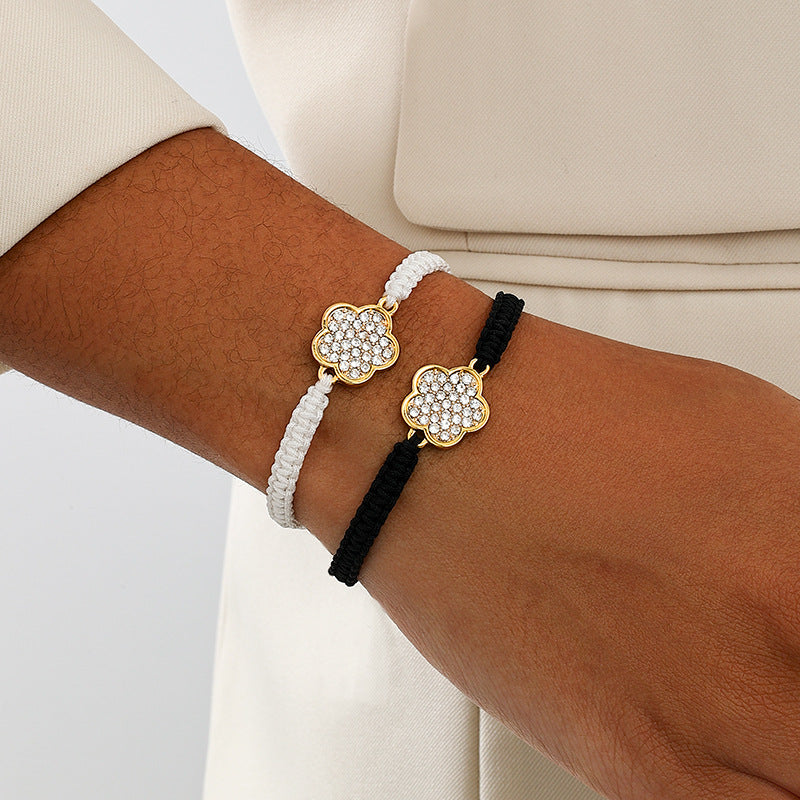 Fashionable Metal Five-Leaf Clover Bracelet Set by Planderful