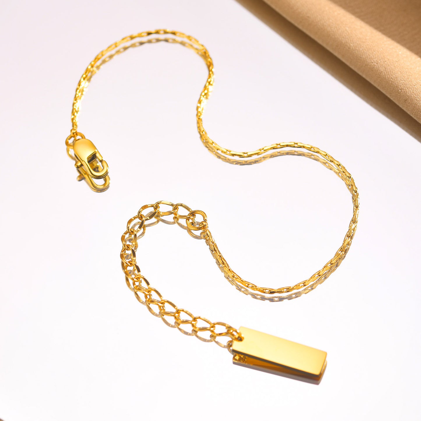 Jewelry Stainless Steel Square Hammer Chain Gold Bracelet