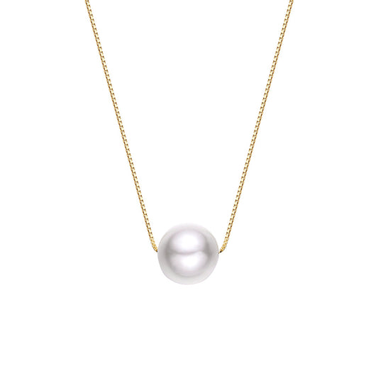 Solitaire Natural Freshwater Pearl Silver Necklace