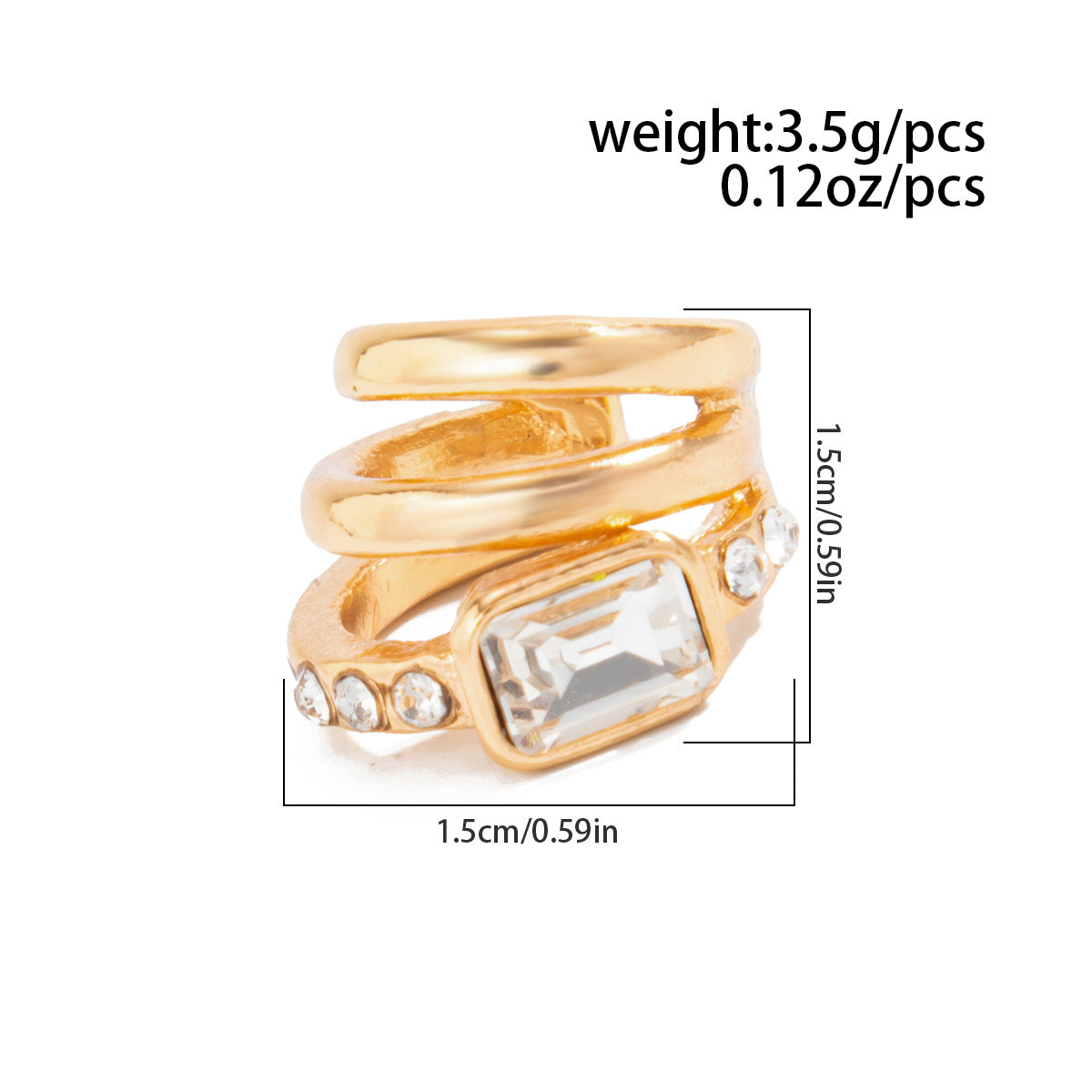 Planderful Vienna Verve Ear Clip Earrings Multi Layer Three Ring Zircon Statement for Women