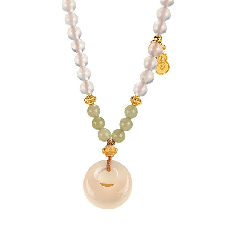 Hetian Jade Sandalwood Ruyi Lock Pendant Necklace