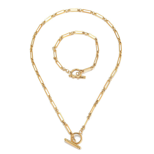 Planderful Jewelry Bamboo Chain Necklace OT Buckle Steel Hip Hop Necklace For Women