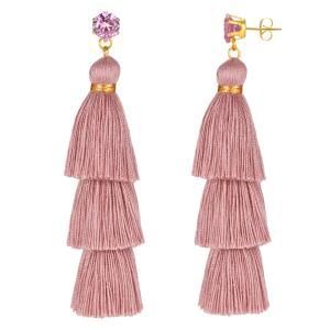 Various Stainless Steel Pomegranate Zircon Three-Color Earrings Women