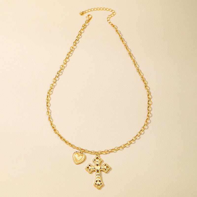Planderful Vienna Verve Necklace – Retro Metal Cross Love Pendant