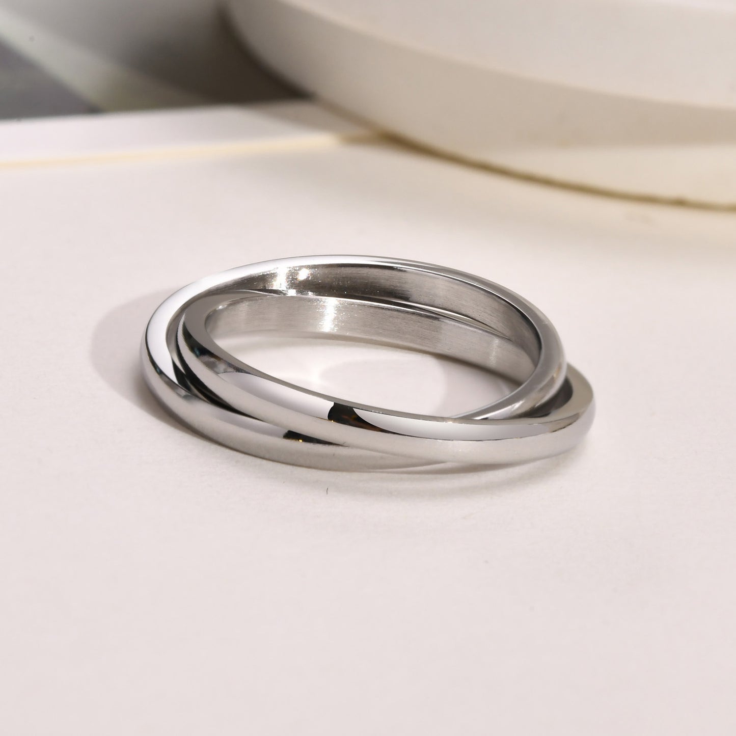 European And American Jewelry Three-In-One Plain Fashion Ring