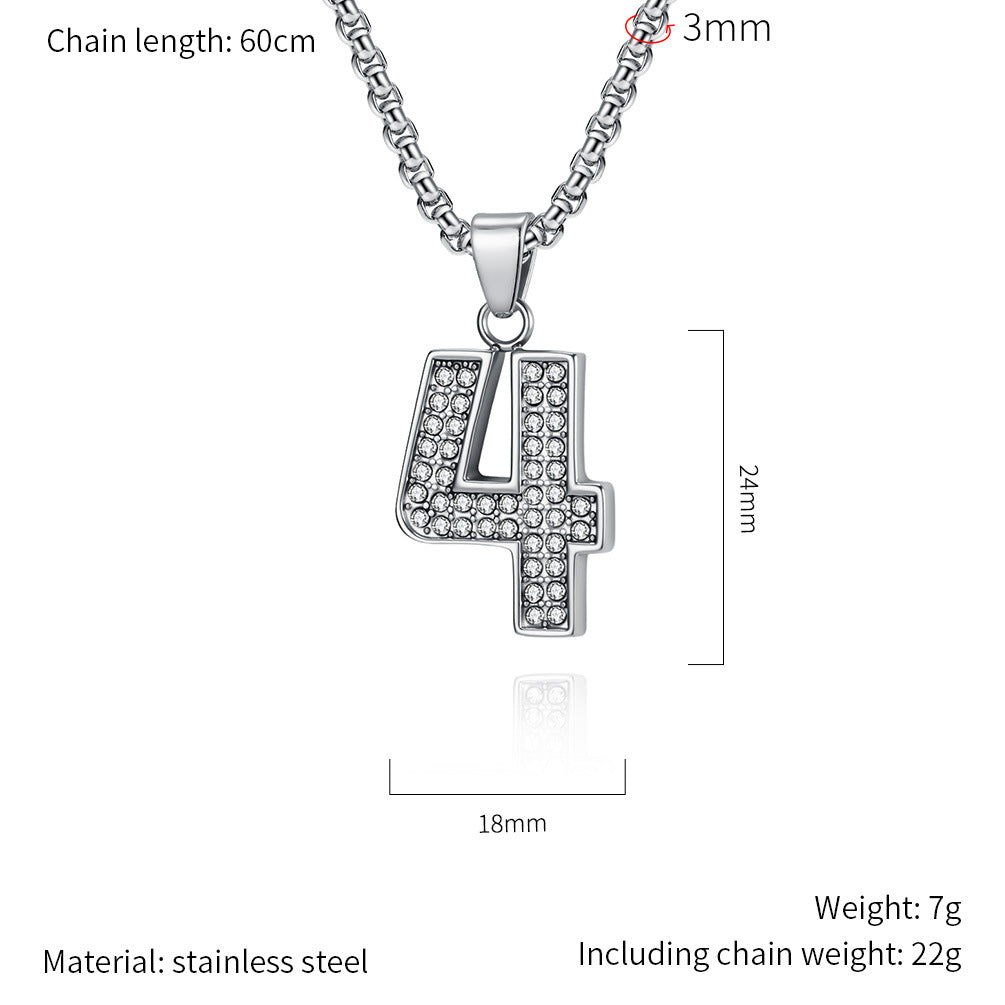 Planderful Everyday Genie Zircon Necklace Arabic Numerals Unisex Streetwear Charm For Men Women