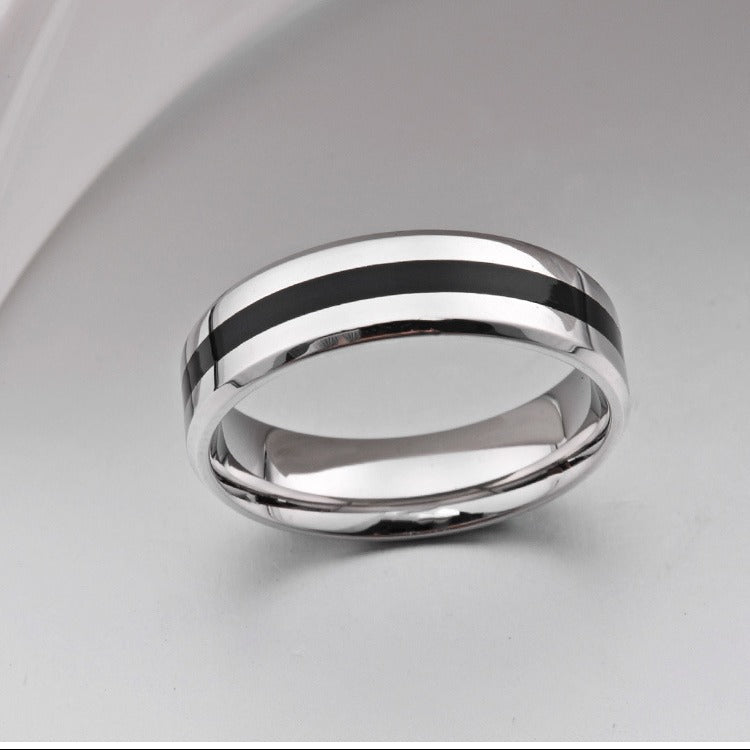 Titanium Steel Black Belt Ring Korean Version Men's Jewelry