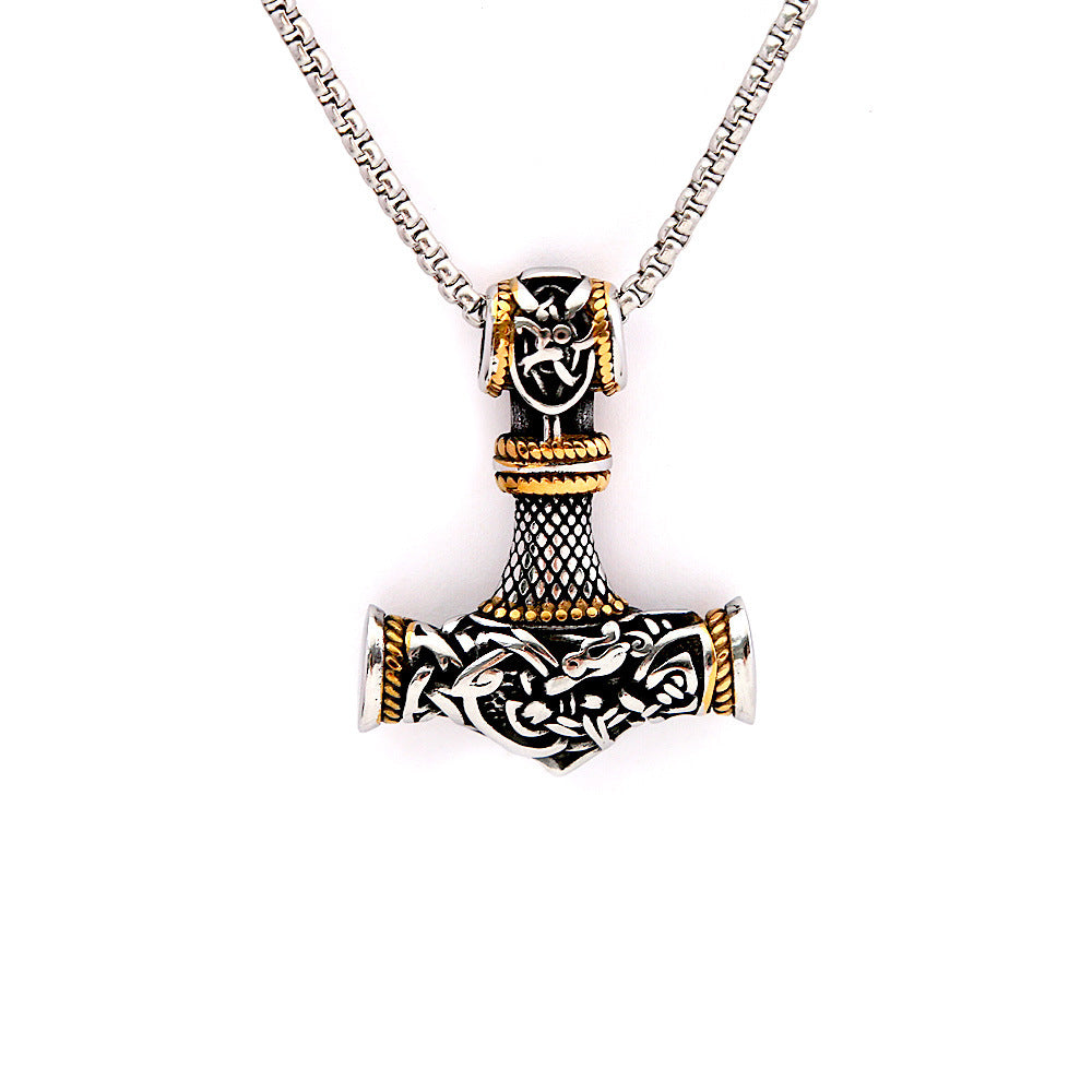 Stainless Steel Men's Thor's Hammer Viking Necklace Jewelry