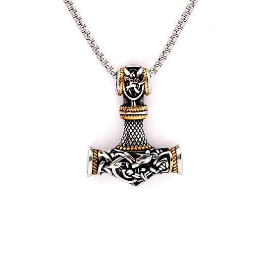 Stainless Steel Men's Thor's Hammer Viking Necklace Jewelry