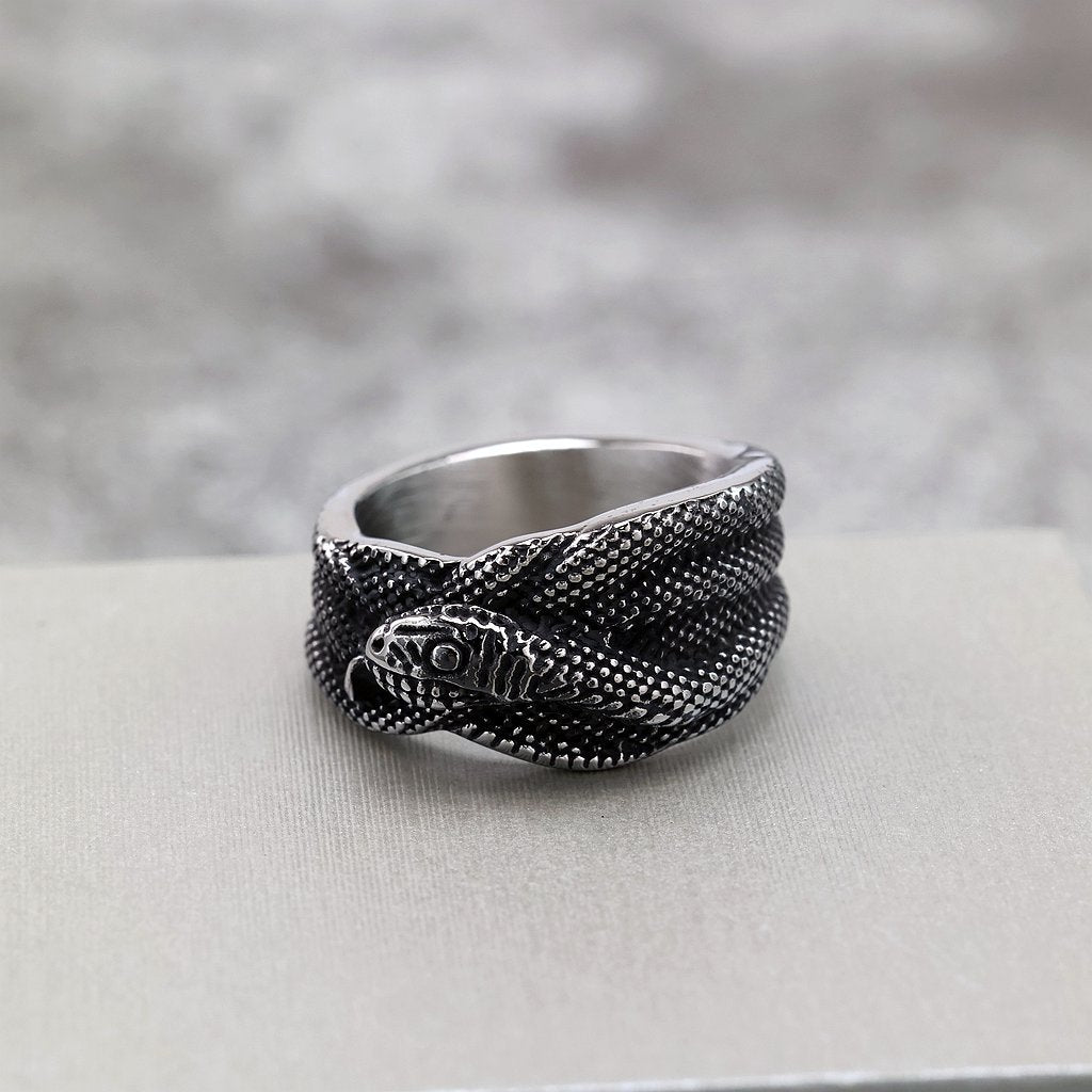 Vintage Snake Stainless Steel Men's Ring