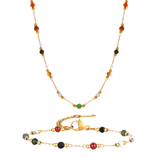Natural Stone Stainless Steel Anklet Unisex
