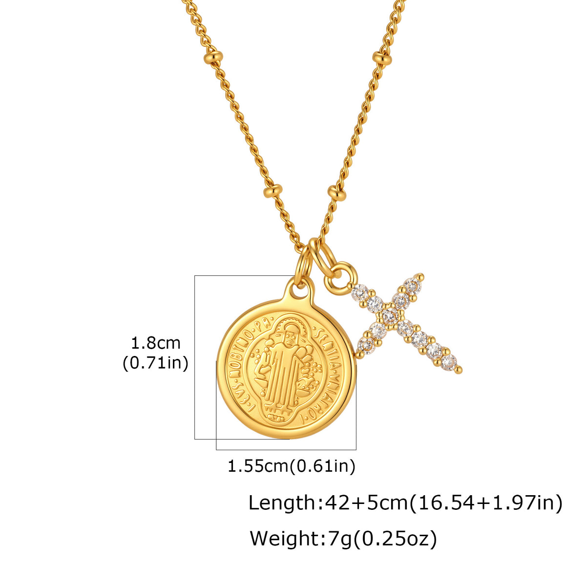 Cross Zircon Gold-Plated Copper Bracelet