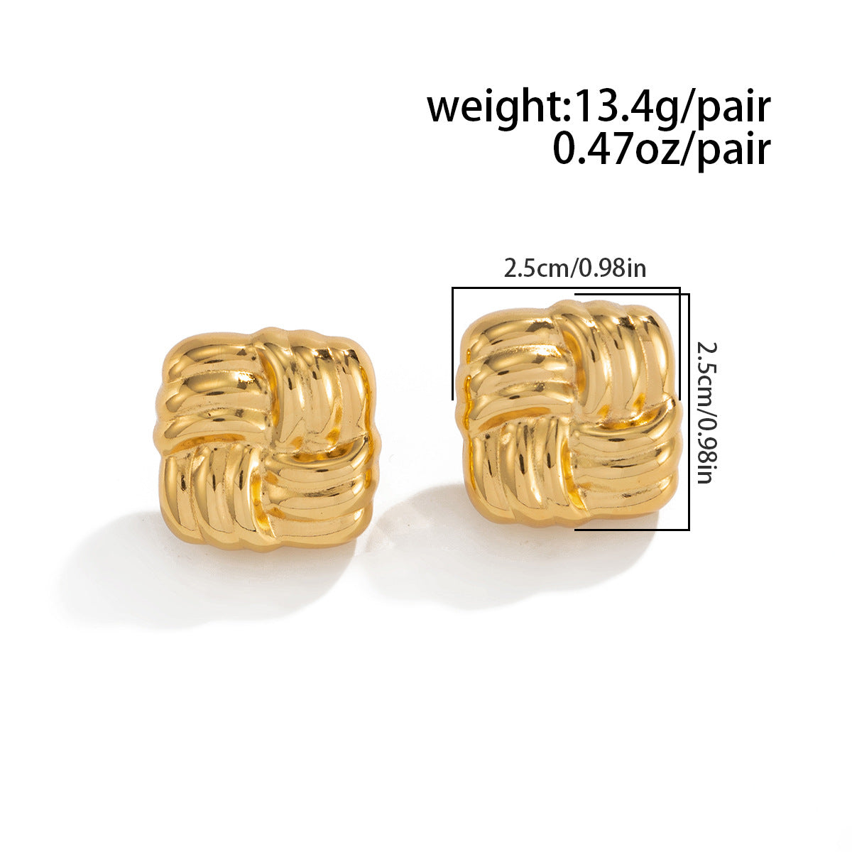 Planderful Stainless Steel Knot Stud Earrings Geometric Texture For Women Statement Vienna Verve