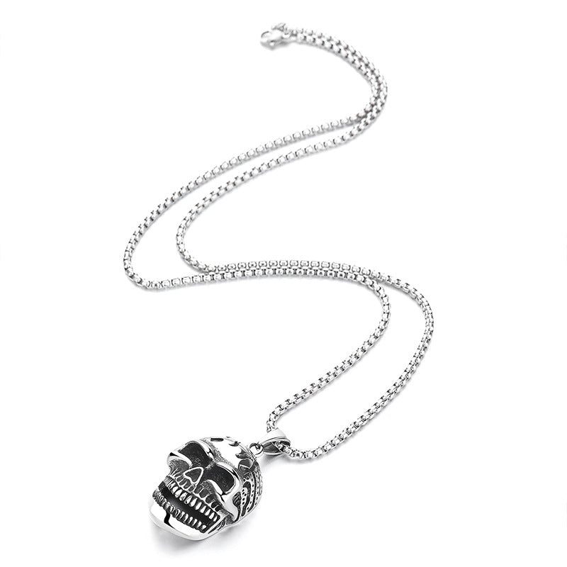 Steel Necklace – Luxury Skull Pendant For Men Titanium Steel Gothic Jewelry Accessory