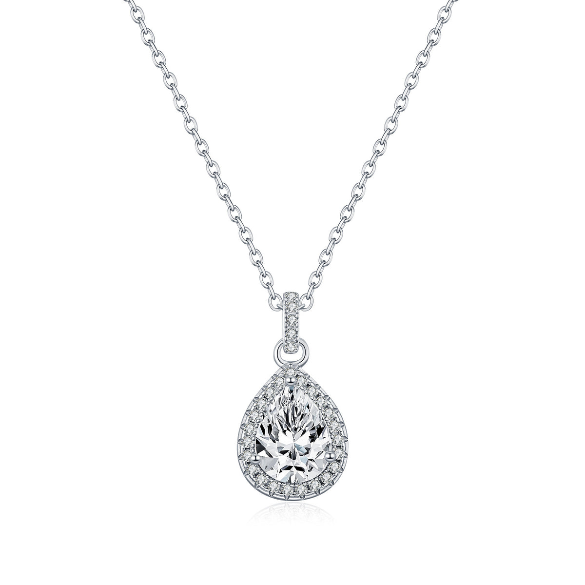 925 Sterling Silver Vintage Teardrop Moissanite Necklace