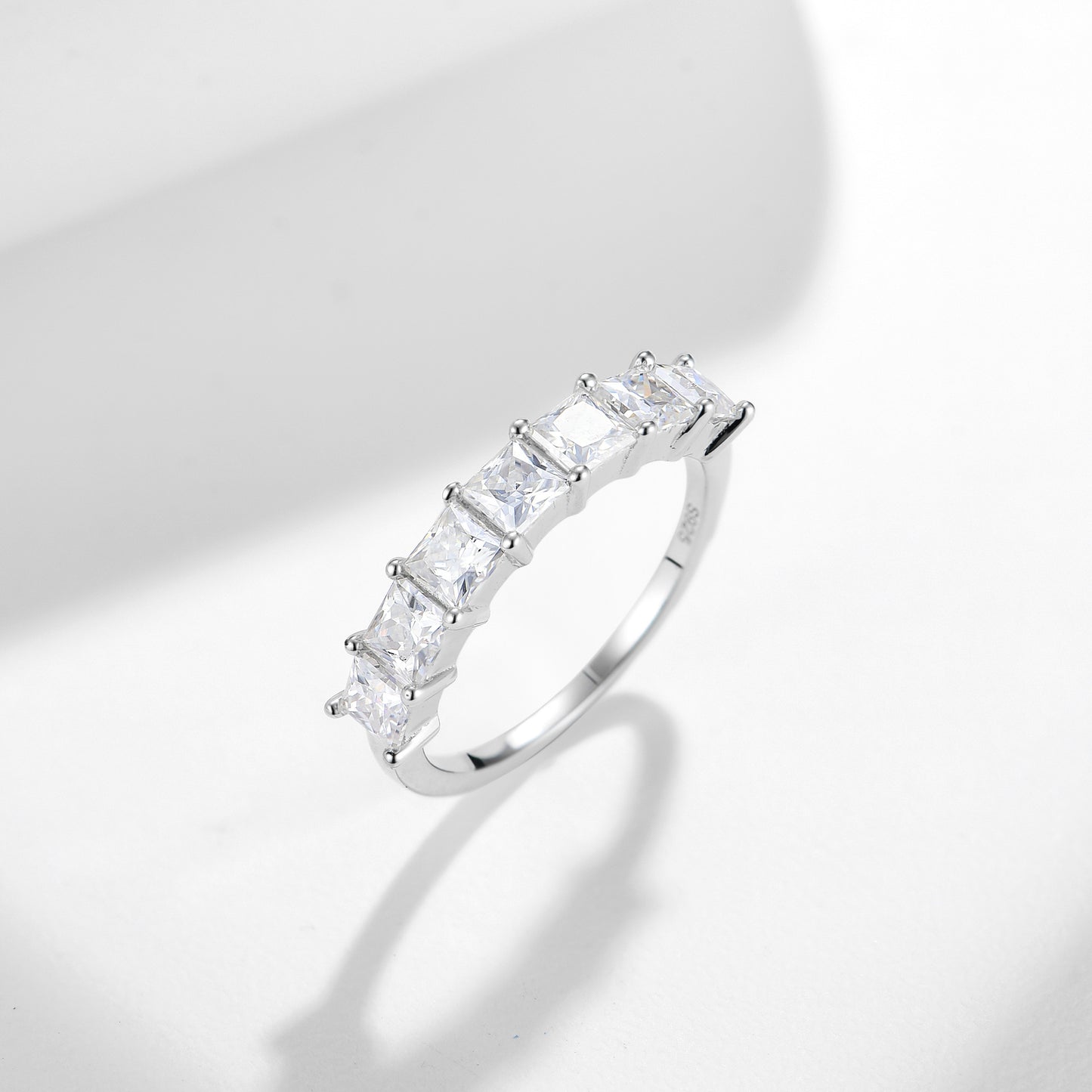 Cross-Border Independent Station Hot Sale Ins Wind Princess Square 3.5mm Mozzarella Diamond Ring Women's Daily Versatile S925 Silver