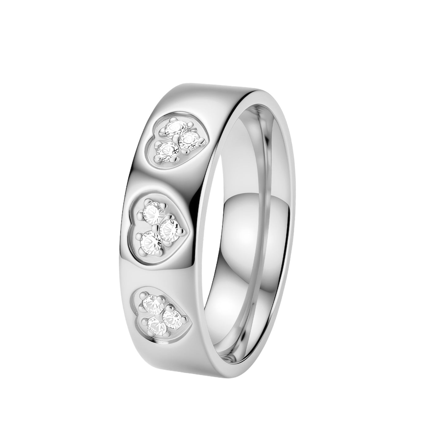 Planderful Everyday Genie Stainless Steel Ring With Peach Heart Zircon Inlay For Women
