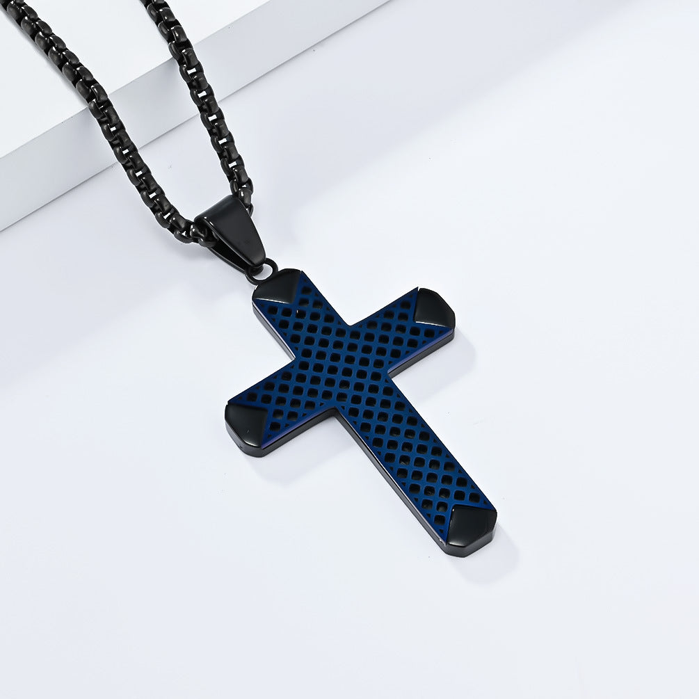 Planderful Titanium Cross Necklace For Men Dual Color Steel Pendant Premium Durable Everyday Wear