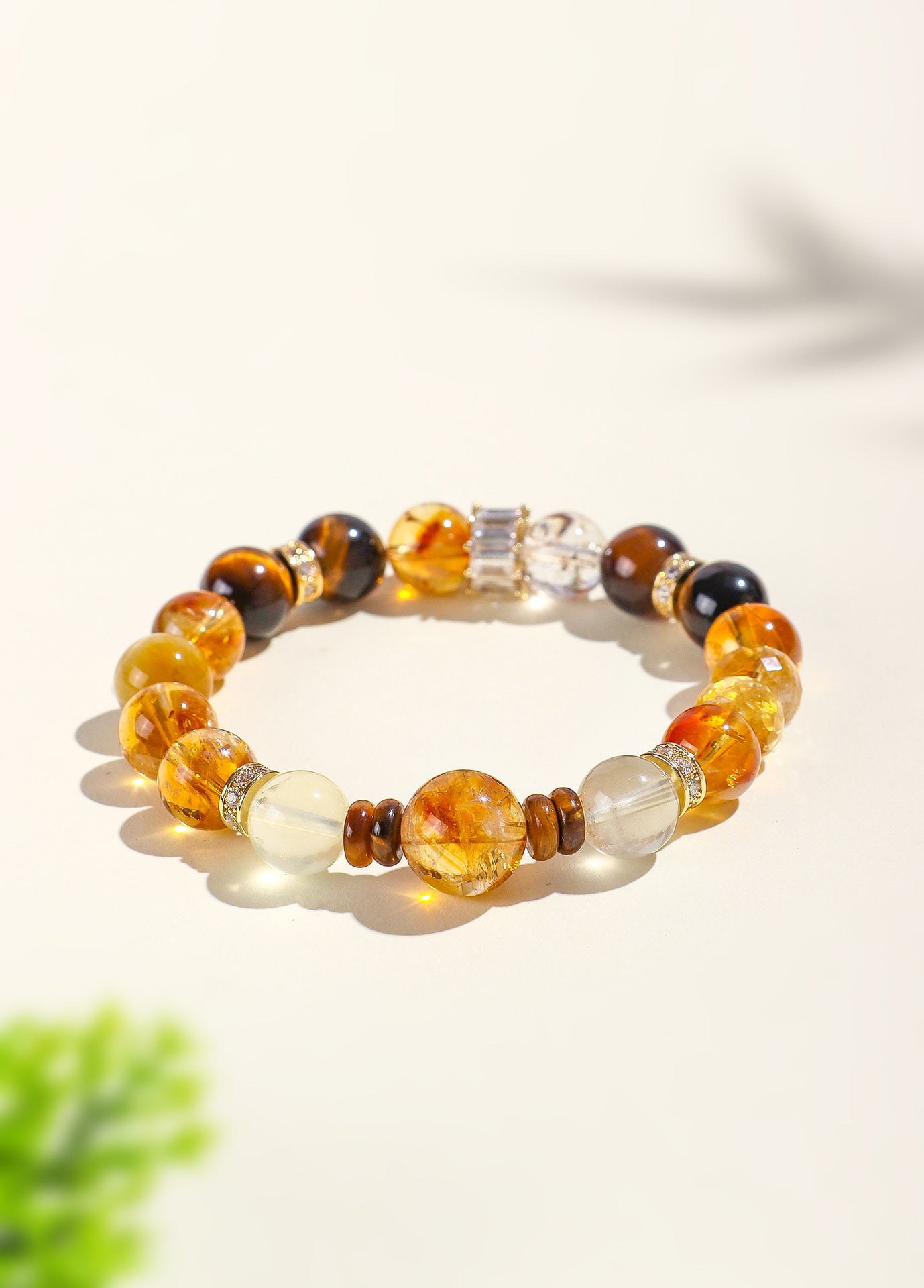 Planderful Fortune's Favor Bracelet – Natural Tiger's Eye and Citrine Gemstones