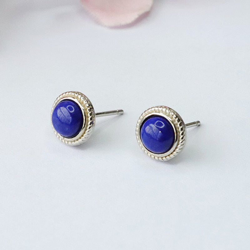 Lapis Lazuli 925 Silver Stud Earrings