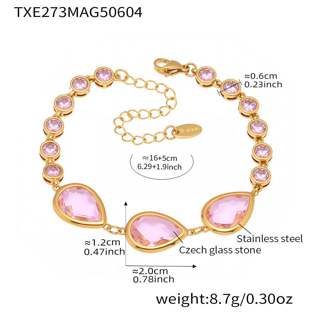 Planderful Czech Glass Drop Bracelet Women Light Luxury