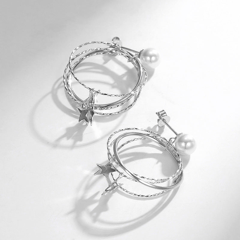 Star Pentagonal 925 Sterling Silver Women's Earrings