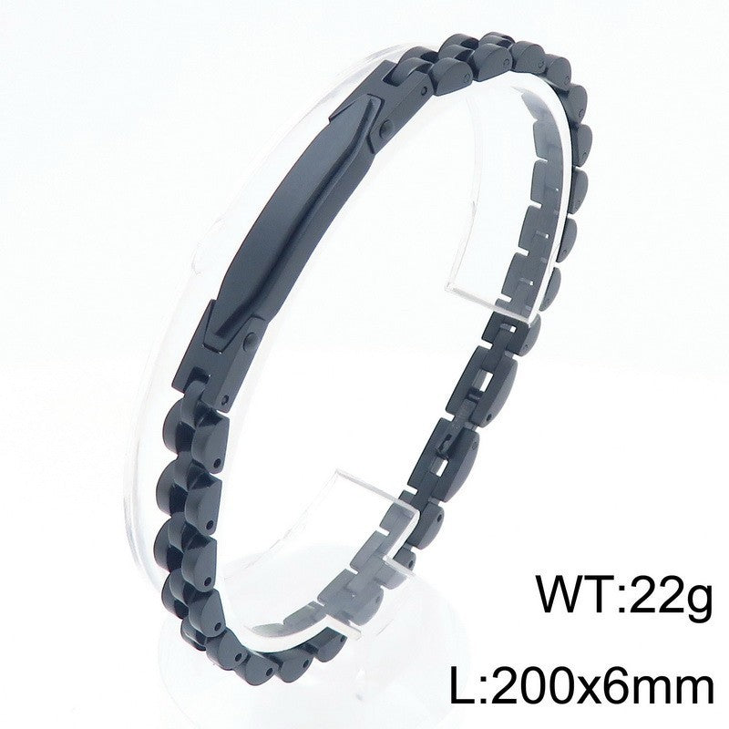 Couple Bracelet – Japan & South Korea 6mm Curved Bar Strap Chain Titanium Steel Unisex