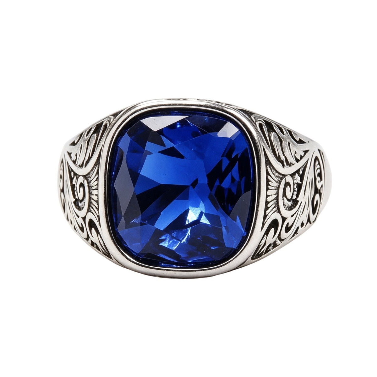 Floral Gemstone Titanium Steel Ring