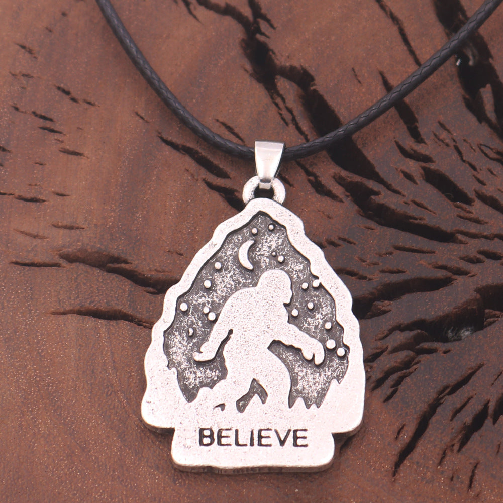 Moonlit Savage Men's Alloy Necklace with Vintage Letter Totem Pendants