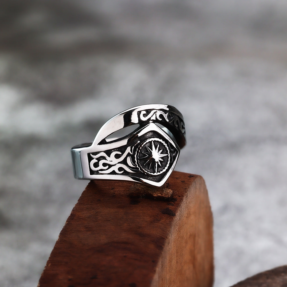 European and American Fashion Hexagram Viking Ring for Men
