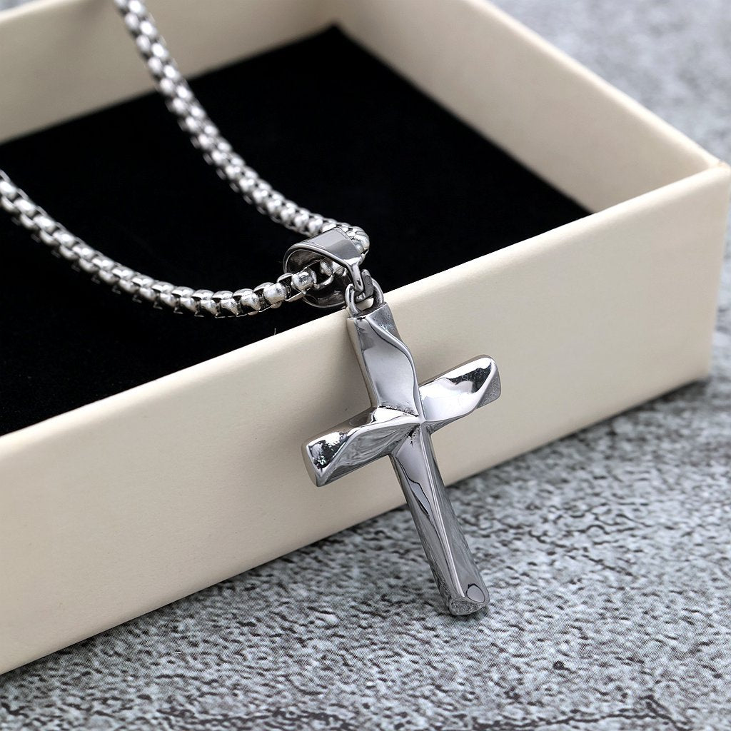 Vintage Cross Stainless Steel Pendant Necklace
