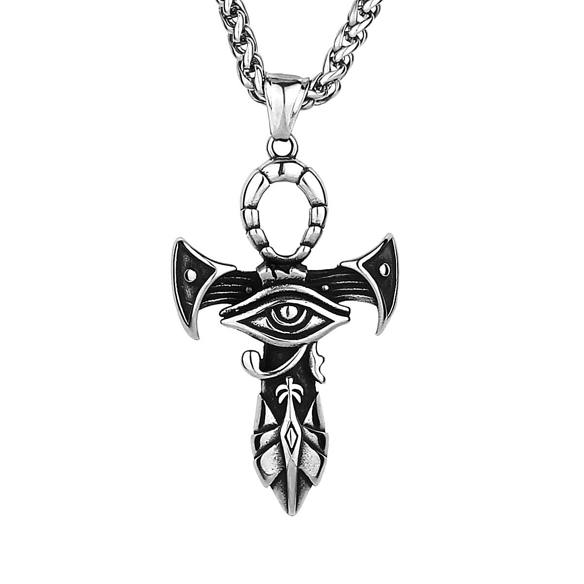 1. Planderful Egyptian Eye Necklace Titanium Steel Men
