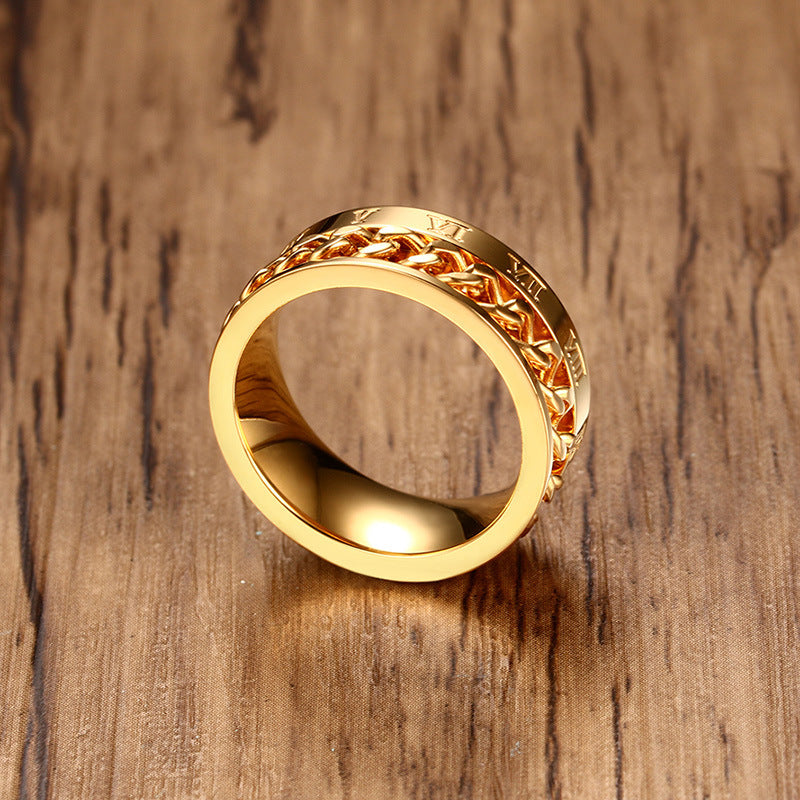 Beer Bottle Cap Ring Titanium Steel Roman Numerals Ring