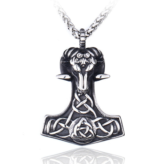 Titanium Steel – Viking Sheep Head Stainless Steel Pendant – Men's Pendant Necklace