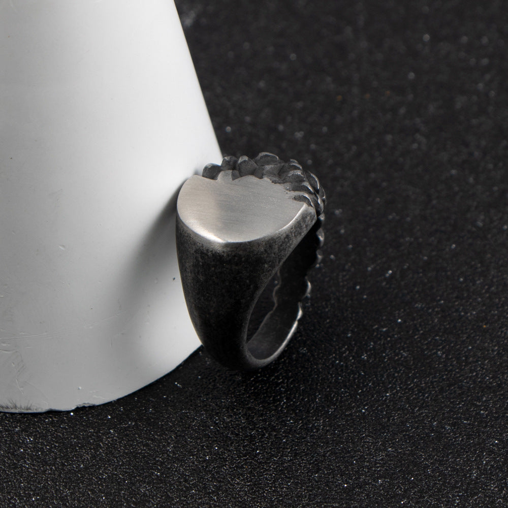 Gravel Titanium Steel Ring – & Antique Men's Stainless Steel Half Glossy Ring
