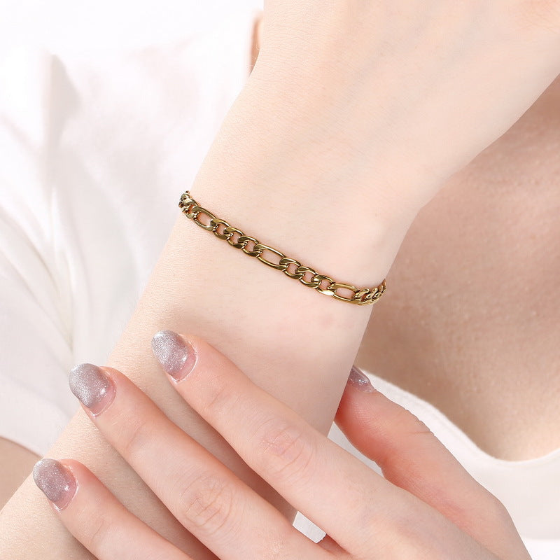 Figaro Titanium Steel Bracelet – Daily Unisex Neutral Wind Element Chain Nk Chain Bracelet