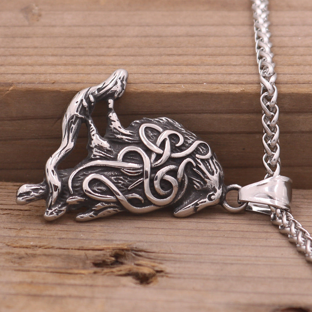 Viking Inspired Titanium Steel Pendant Necklace for Men from Planderful Collection