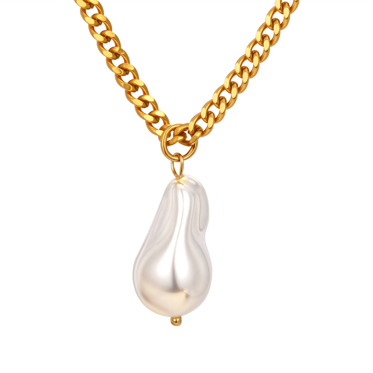 Women's French Design Clavicle Chain – Stainless Steel Grinding Chain Imitation Baroque Necklace