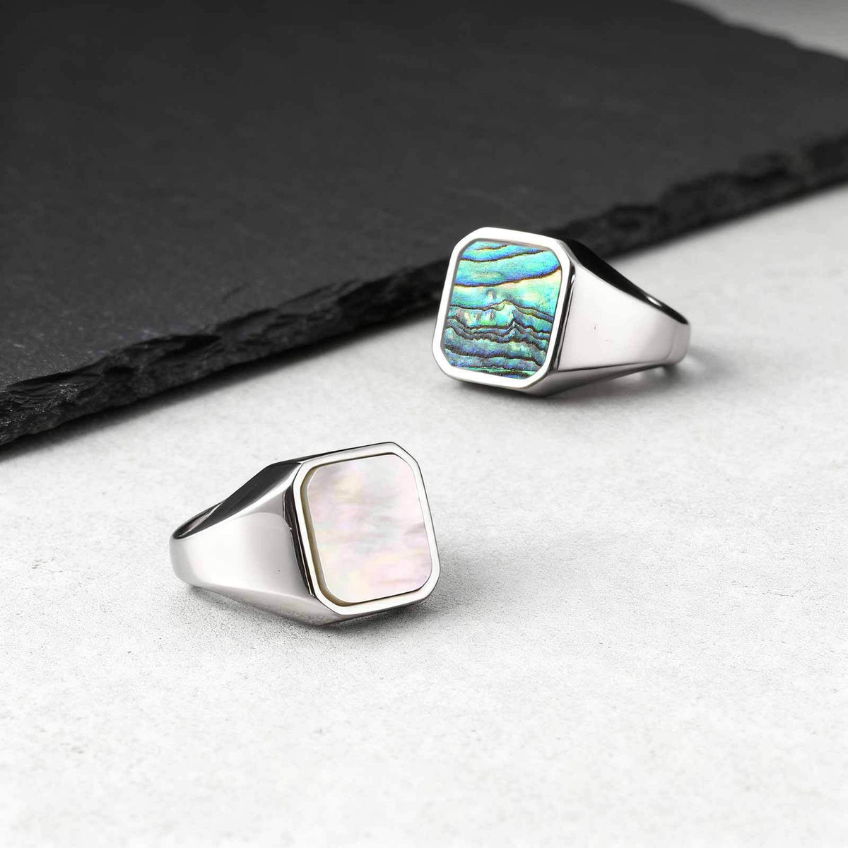 Stainless Steel Abalone Shell White Shell Casting Ring