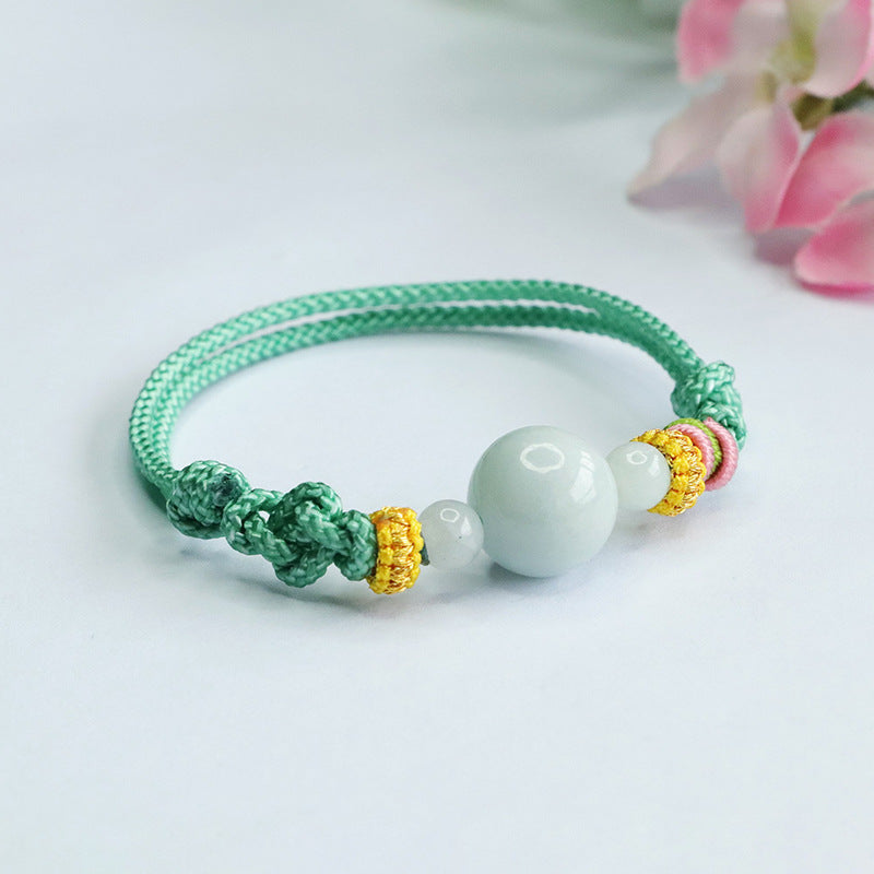 Jade Beaded Bracelet for Men and Women with Natural Sterling Silver
