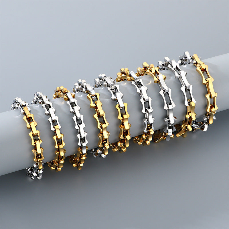 Diy – Two-Color Layered Chain Bamboo Chain Titanium Steel Men's Bracelet