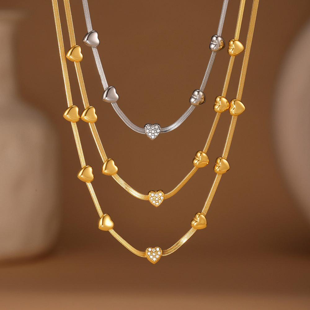 Planderful Zircon Clavicle Necklace For Her 18K Gold Layered
