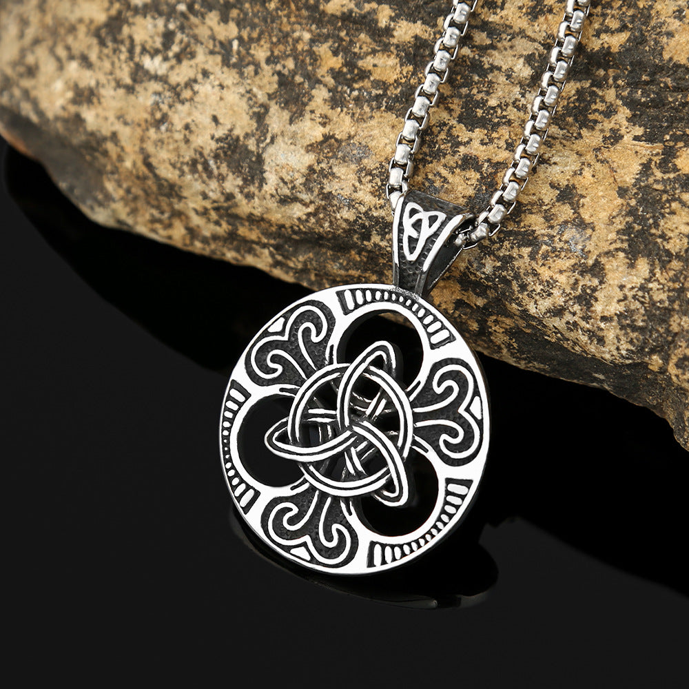 Foreign Trade Explosion Stainless Steel Irish Knot Pendant Necklace for Men